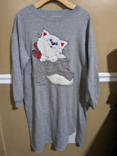 Vintage 80's Furry Cat Pajamas Nightgown Size Large