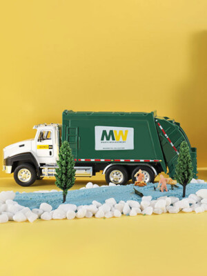 Camion Poubelle Jouet 1:50 - Modèle Diecast à Friction (Pull Back) - Vert - Pour Enfants 3+