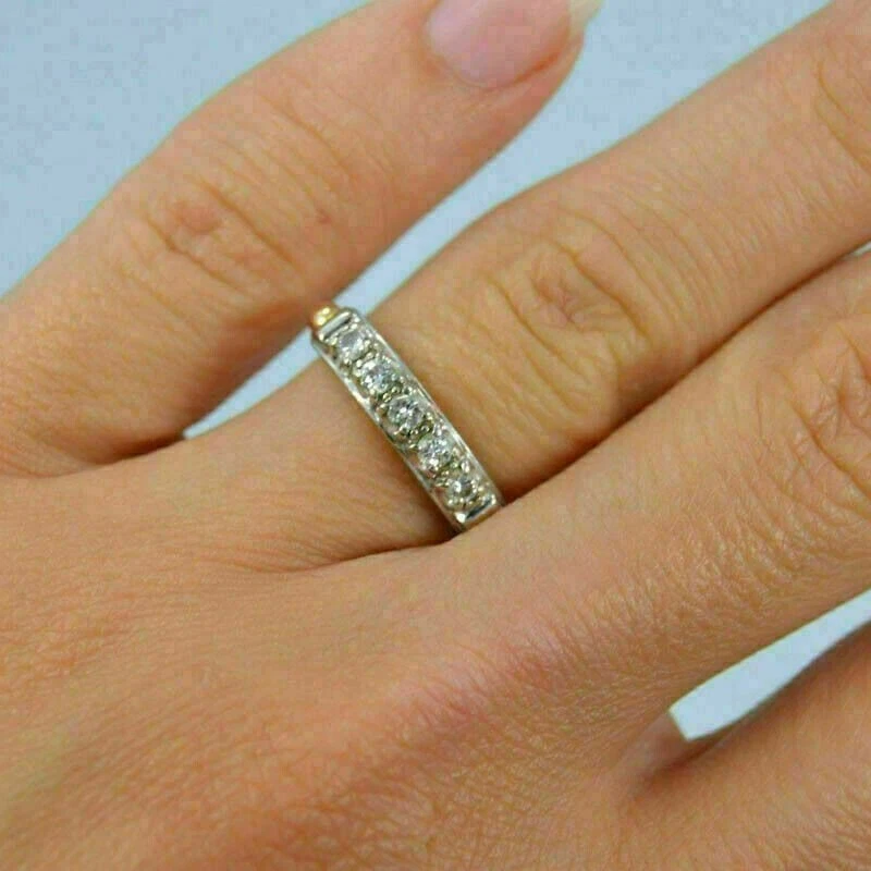 复古结婚戒指 1.00 克拉圆形切割钻石 14k 镀黄金 — 第 3/4 张图片