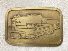VINTAGE all Brass Belt Buckle - Honoring Military WWII Vets Tank Battalion