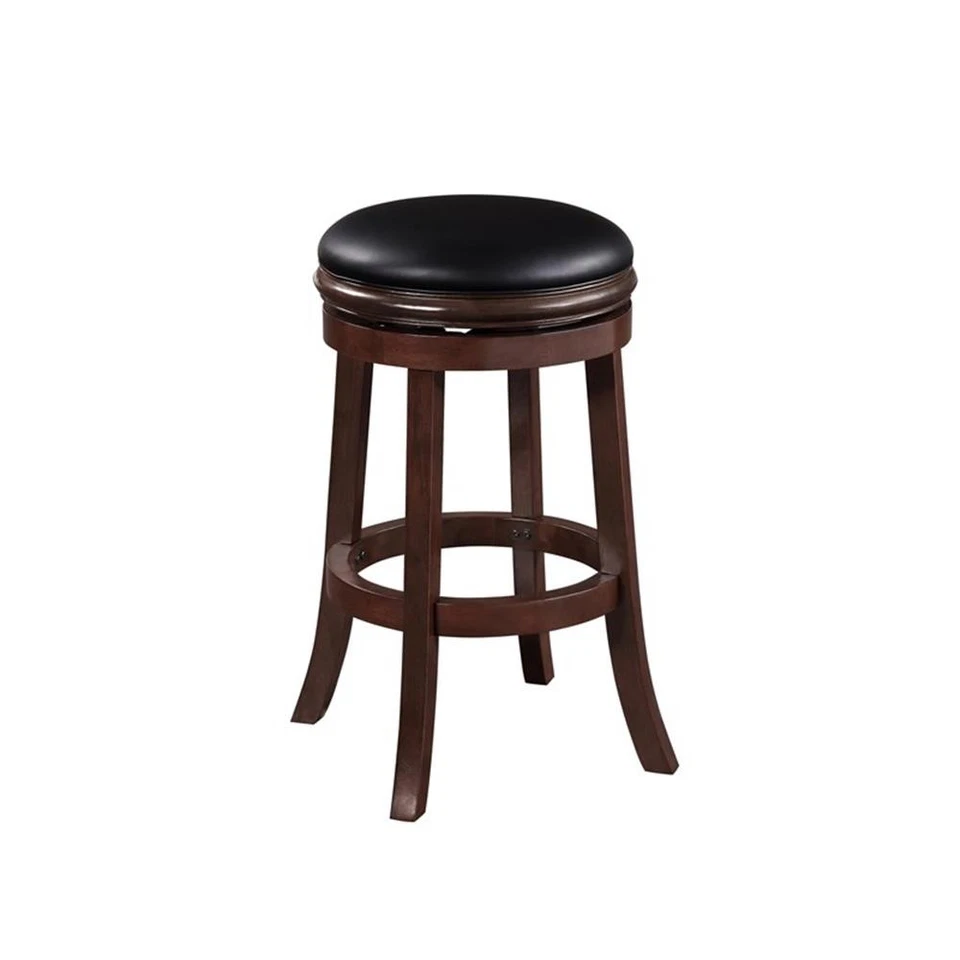 Boraam Wood Backless Swivel Bar Height Stool in Cappuccino Finish - Image 3 of 4