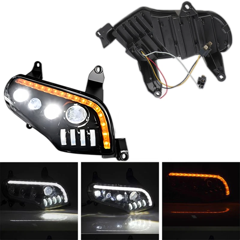 Pair LED Headlight W/Turn For Honda GL1800 Goldwing 1800 2001-2017 F6B 2013-2016 - Image 2 of 4