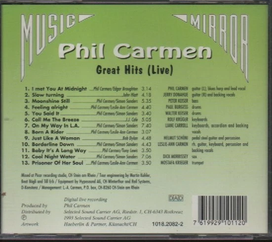 CD - PHIL CARMEN - GREAT HITS ( LIVE ) " ZUSTAND SEHR GUT #Q12# - Bild 2 von 2