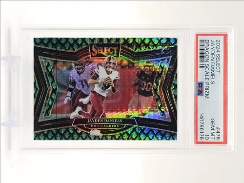 JAYDEN DANIELS 2024 SELECT FIELD LEVEL DRAGON SCALE PRIZM RC /70 PSA 10 Q5167