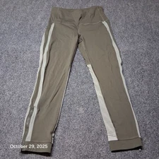 Lululemon Zip The Line Crop Leggings Dark Olive Sage Gray Size 6