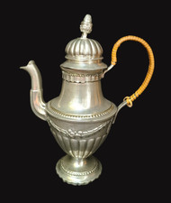 Antike Zinn Kaffeekanne Empire um 1770 Bastgriff Justitia Punze 24,5 cm 553,8 g