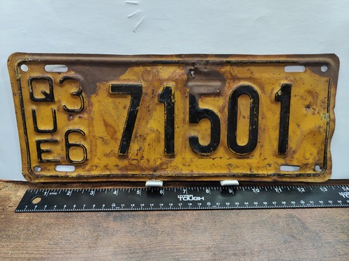 CANADA 🇨🇦 License Plate ❄️ Tag Classic Car Antique Auto 1936 36 Quebec 71501