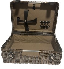 Vintage Wicker  Picnic Basket 2 Person Set