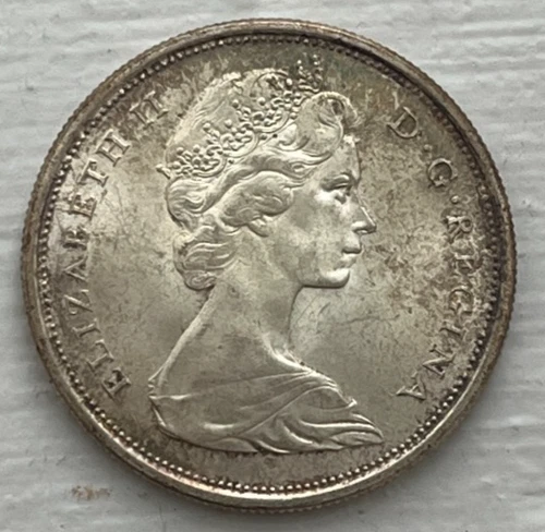 1967 Canada Silver 50 Cents Centennial .800 Fine KM# 69 Seated Wolf Reverse