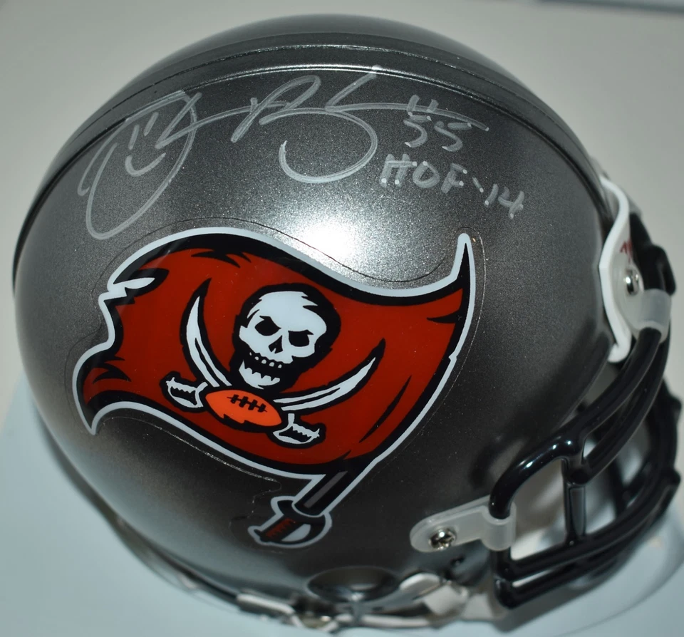 DERRICK BROOKS AUTOGRAPHED VSR4 MINI HELMET TAMPA BAY BUCS HOF 2014 JSA - Image 2 of 4