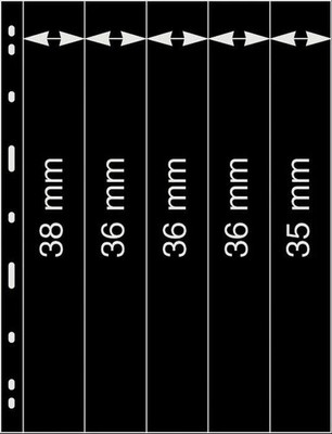 Lindner Uniplate Stock Sheets 065 Two-Sided Five Vertical Pockets Black Pkg. 5