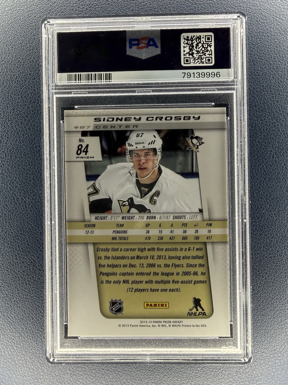 2013-14 Panini Prizm Sidney Crosby Prizm Red Pulsar #84 Penguins PSA 10 GEM MINT view 2