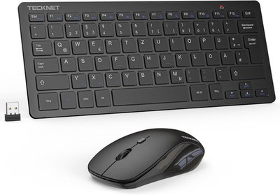 TECKNET Kabelloses Tastatur Maus Set, Deutsch QWERTZ Layout, 2.4 GHz Funk Mini