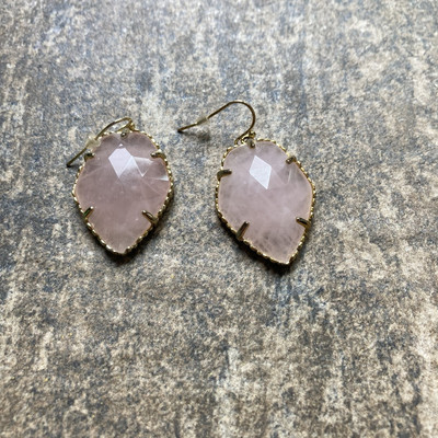 Kendra Scott Corley Earrings In Rose Quartz With Gold Tone GUC