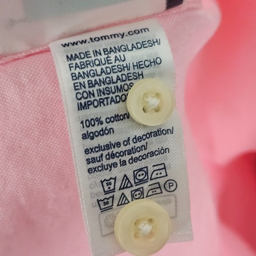 Tommy Hilfiger Shirt Mens Medium M Pink Long Sleeve Button Up 100% Cotton Flag - Picture 18 of 18