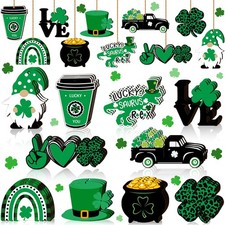 30 Pcs St. Patrick's Day Decoration for Tree Wood St. Patrick's Day Shamrock ...