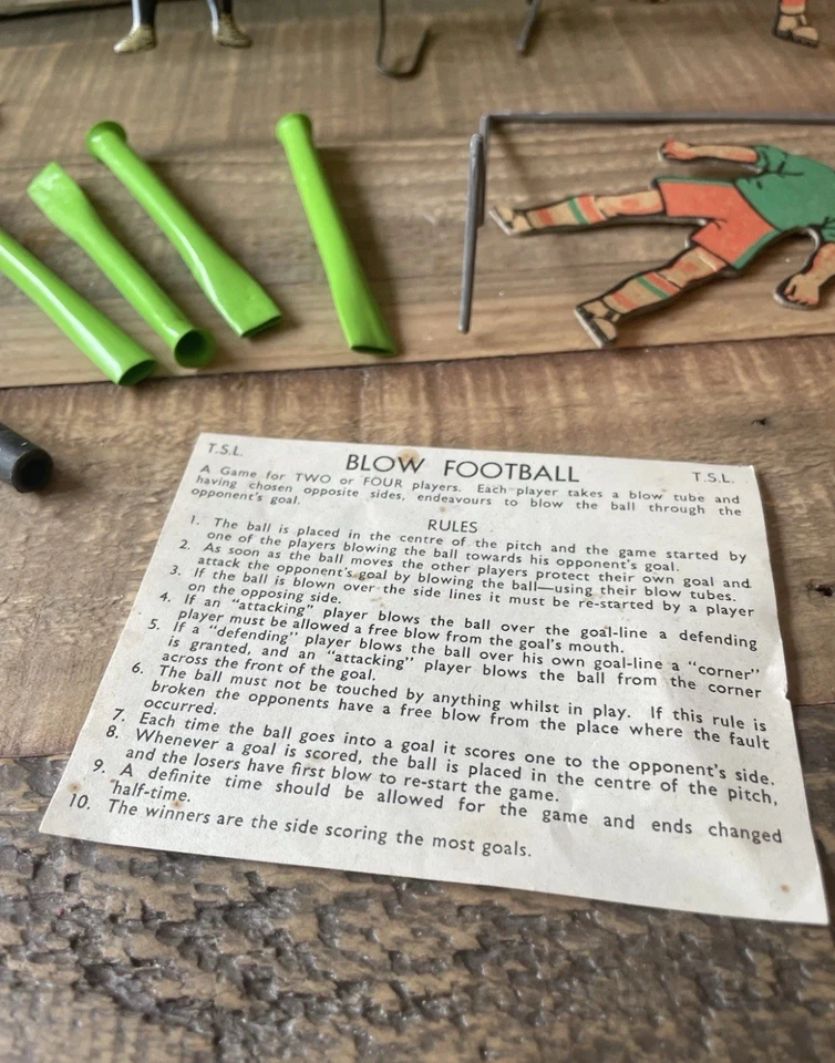 Vintage Blow Football Table Game by TSL England with Box & Accessories - Image 2 of 4