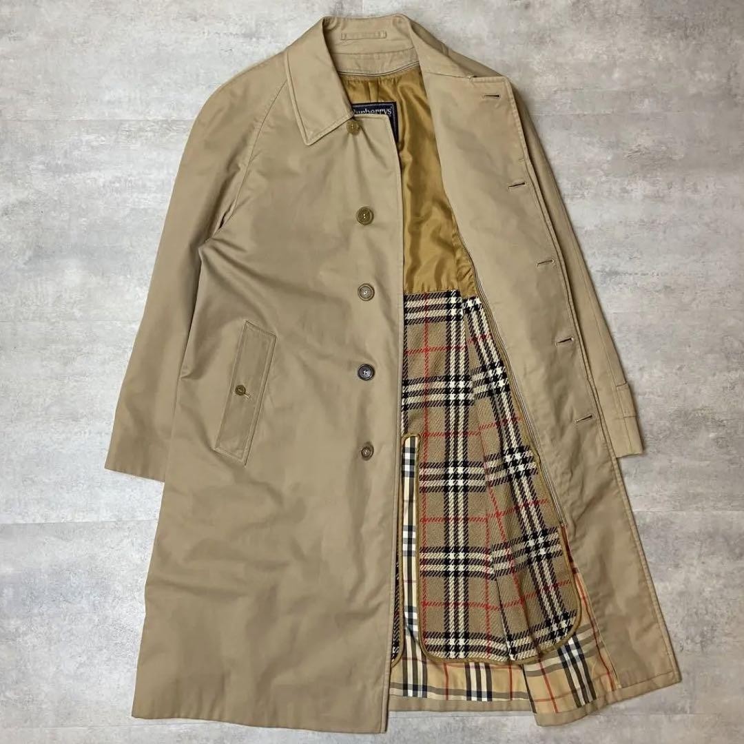 Burberry Lined Balmac Coat With Nova Check Pattern Beige Cotton  Size L For Men