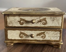 Vintage Gold Florentine Musical Jewelry Box Toyo Japan Lara's Theme