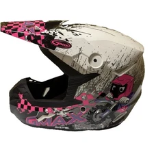 GMAX Youth MX-46Y Helmet YS Off-Road Anim8 White Pink Purple Motocross ATV