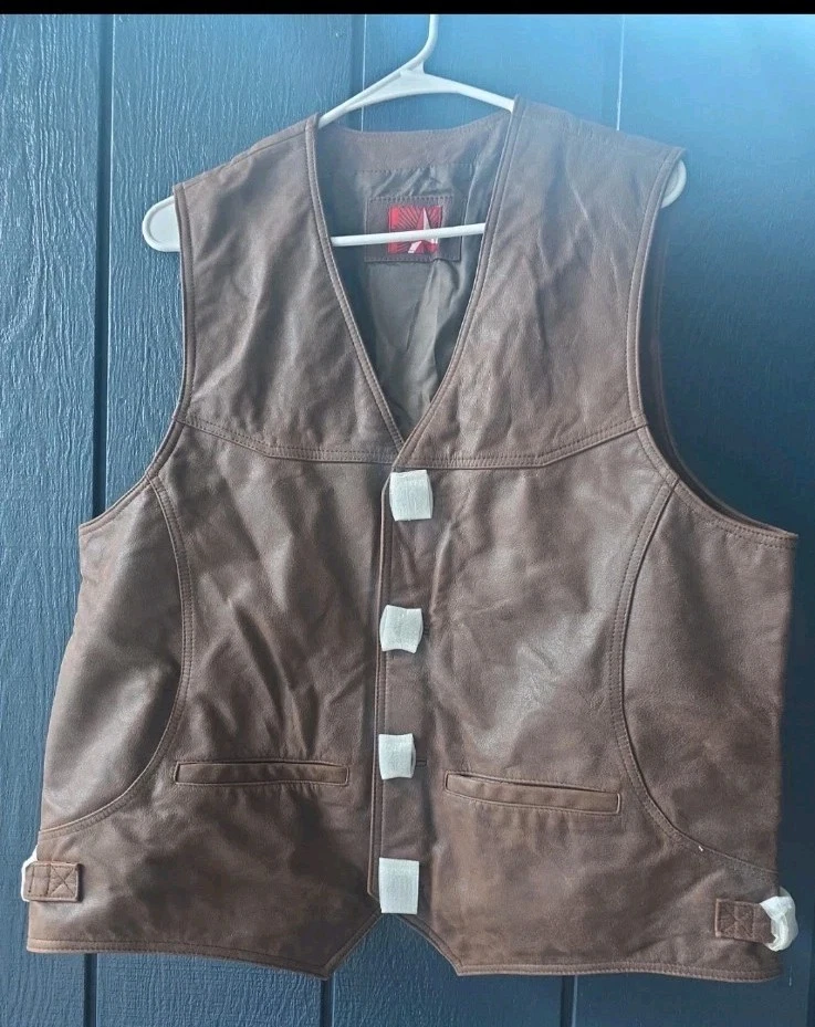 Vintage 90s Marlboro Country Store Genuine Leather Vest - Men's L Deadstock image 10