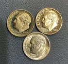 1955 S Roosevelt SILVER (1) Dime GEM BU + 2 CLAD ALLOY Proof DeepCameo Dimes