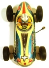 TIN FRICTION 1950'S OPEN WHEEL CHAMPION RACER RACE CAR W DRIVER BANDAI JAPAN