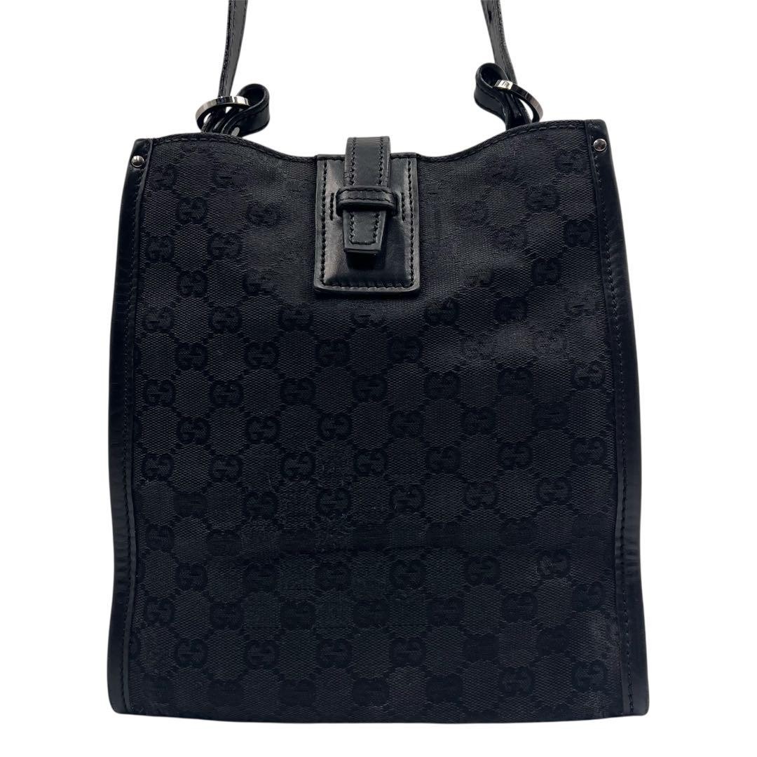 GUCCI GG Tote Bag Canvas Black Authentic G08101360