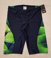Men's 36 Blue/Green Speedo PRO LT Swim Trunks with Drawstring