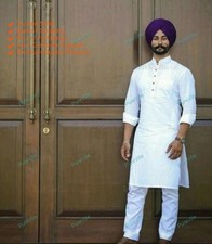 Mens Shirt Kurta Cotton Indian PunjabiClothing Dress Men Long Kurta With Pajama