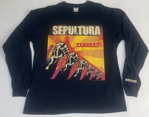 Sepultura Nation XL T-Shirt Long Sleeve Heavy Thrash Dea Vintage vintage concert t-shirt, vintage, size XL, single stitch, B+ condition