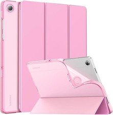 MoKo Galaxy Tab A11 Plus 11" 2025 Case, Soft TPU Translucent Back, Flowers Pink