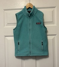 Vineyard Vines 10 12 medium Girls Fleece Vest Kids Aqua Green Blue Play