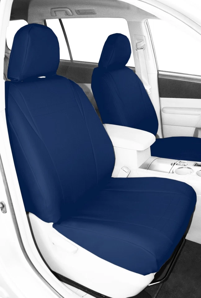 Fundas de asiento de auto CalTrend para Toyota Highlander 2014-2019 azul imitación cuero Foto 2 de 4