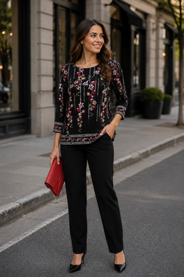 JM Collection Floral Top, Medium Petite