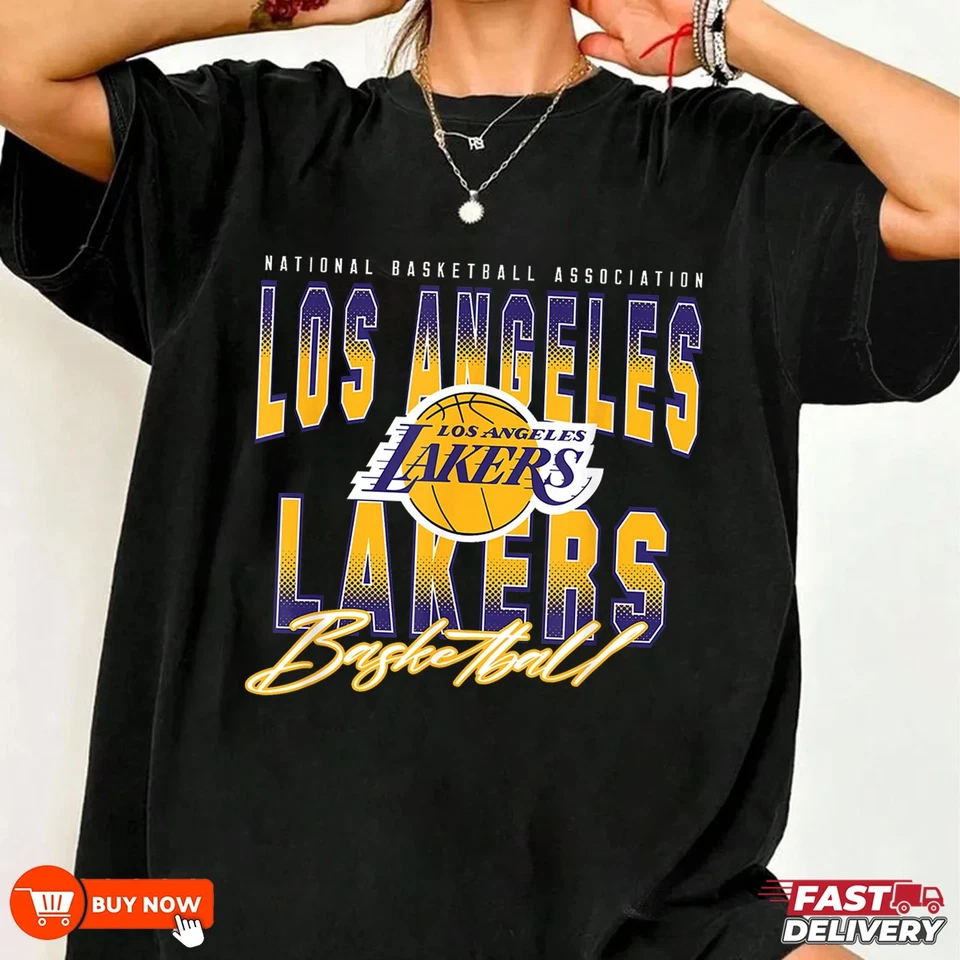 NEW Los Angeles Lakers Fade Out NBA Basketball TShirt - Multicolors, S-5XL - Image 3 of 4