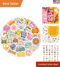 100pcs Hippie Stickers Groovy Stickers For Water Bottle And Laptop - Hippie ...