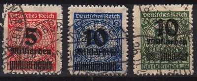 #ad 1923 GERMANY NAZI REICH Mi. 334B 336B PERF. ZIG ZAG COMPLETE SET VERY FINE USED $74.99