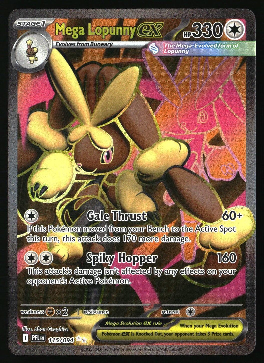MEGA LOPUNNY EX 115/094 ULTRA RARE PHANTASMAL FLAMES POKEMON HOLO NEAR MINT
