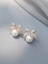 Pendientes Joyería Perlas de Moda Regalos Para Mujer Aretes Argollas en Oro 10K