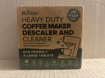 #ad Renuv HEAVY DUTY COFFEE MAKER DESCALER AND CLEANER Eco Friendly X Large Tablets $24.99
