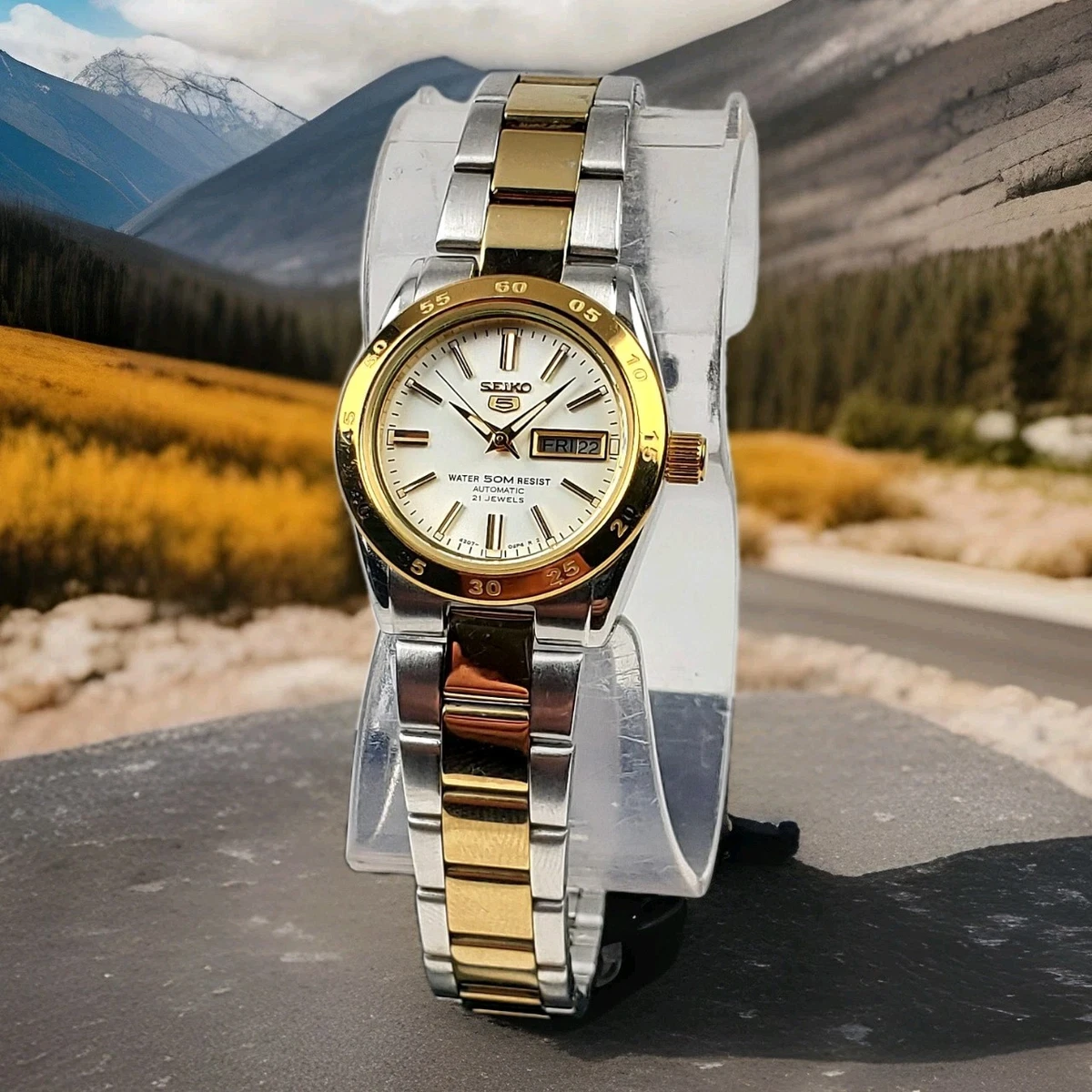 セイコーSEIKO 5レディース自動巻(手巻付き)ゴールド4207-00W0 s-l1200.webp