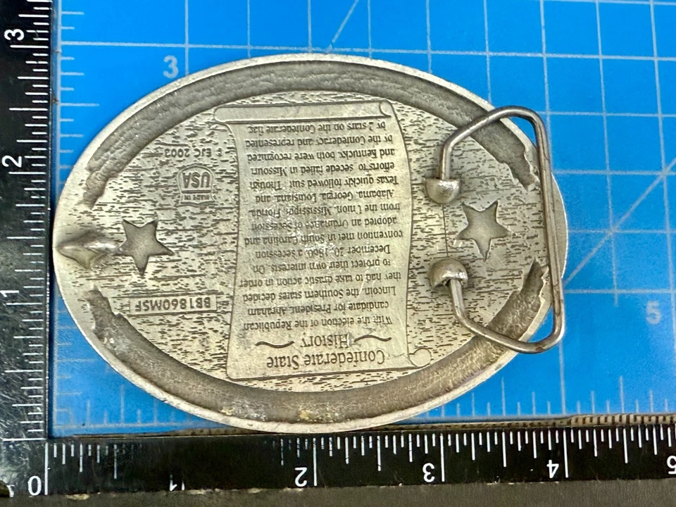Hebilla de cinturón conmemorativa vintage de la historia de los Estados Confederados de Mississippi Foto 4 de 4