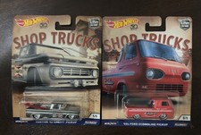 2 Hot Wheels '60s Ford Econoline Pickup Red Car Culture Shop Trucks Flc24
