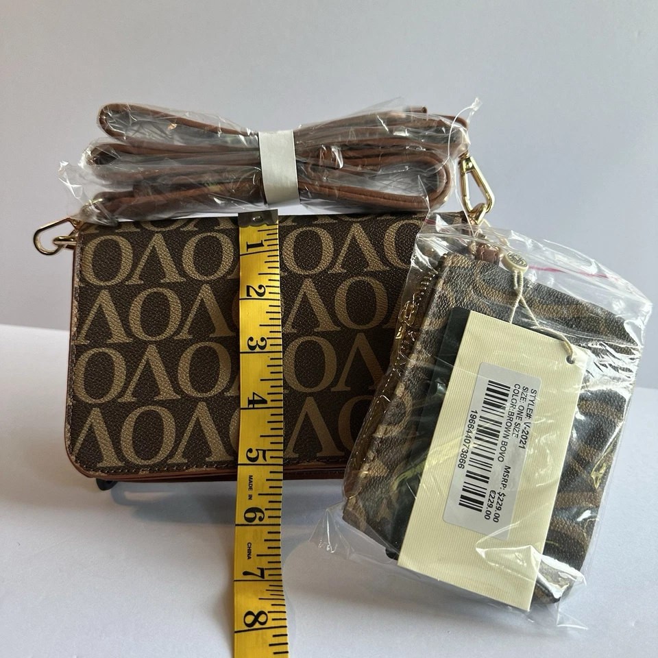 Nuevo con etiquetas Bolso Bandolera Pequeño Valentino Orlandi Monograma Marrón y Tostado con Cartera Bolsa Foto 3 de 4