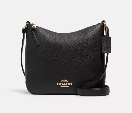 COACH C1648 ELLIE FILE Leather BAG Black Gold Tone Hardware NEW