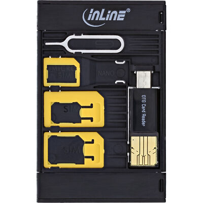 InLine  SIM-BOX, Simkartenadapter und Zubehörbox mit OTG Kartenleser