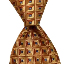 IKE BEHAR New York Men's Silk XL Necktie USA Designer Geometric Orange/Blue EUC