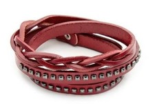 Leather Braided/ Studded Wrap Cuff Bangle Bracelet Wristband -Unisex Jewelry