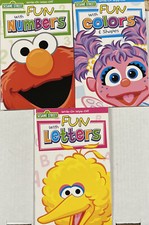  3 Sesame Street Fun With Numbers-Fun With Letters-Fun With Colors Books
